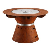 FUSION Grilltisch inkl. Schutzhülle Ø 130 cm Höhe 80 cm Cortenstahl
